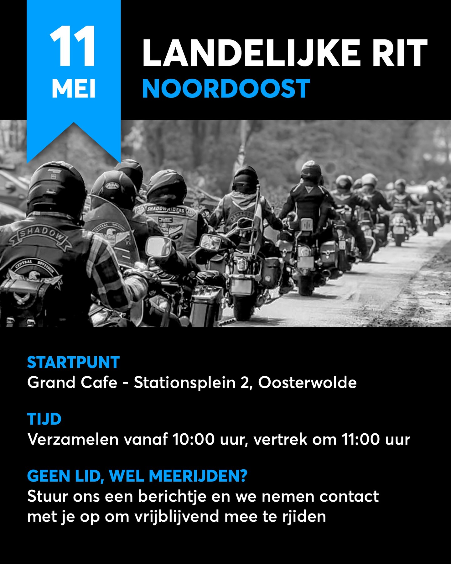 LANDELIJKE RIT #2 – Over anderhalve week is het zo ver, de tweede landelijke rit van dit seizoen! Dit keer uitgezet door regio noordoost. In de tussentijd kan je je motor nog poetsen, een overnachting boeken of gewoon de dagen aftellen tot het zover is 😎 Het beloofd weer een mooie rit te worden door het noorden van ons land. Ben jij erbij op 11 mei?
Heb je een Honda VT of VTX en wil je ook een keer meerijden? Stuur ons gerust een berichtje!
#ShadowMotorclub #Motorrijden #Honda #HondaShadow #HondaVT #HondaVTX #Chopper #Bobber #Cruiser #Toertocht #BikerLife #RideToLive #LiveToRide #MotorCycleLife #ShadowMC #VTwin #WieRijdt