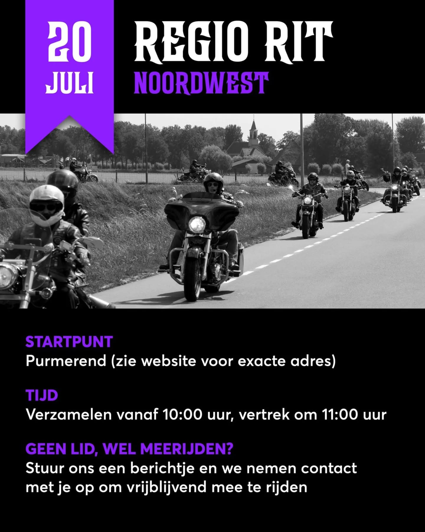 De derde en laatste rit die op 20 juli gereden wordt is die van regio noordwest! De start is in het Noord-Hollandse Purmerend. Uiteraard beginnen we eerst weer met een kop koffie voordat we op de motoren springen voor de rit van ongeveer 100km. Kijk voor de exacte locatie van het startpunt op de Shadow Kalender (link in bio + even de rit zelf aanklikken).
Heb je een Honda VT of VTX en wil je ook een keer meerijden? Stuur ons gerust een berichtje!
#ShadowMotorclub #Motorrijden #Honda #HondaShadow #HondaVT #HondaVTX #HondaVT600 #HondaVT750 #HondaVT1100 #Chopper #Bobber #Cruiser #Toertocht #BikerLife #RideToLive #LiveToRide #RegioRit #NoordHolland #ShadowMC #VTwin