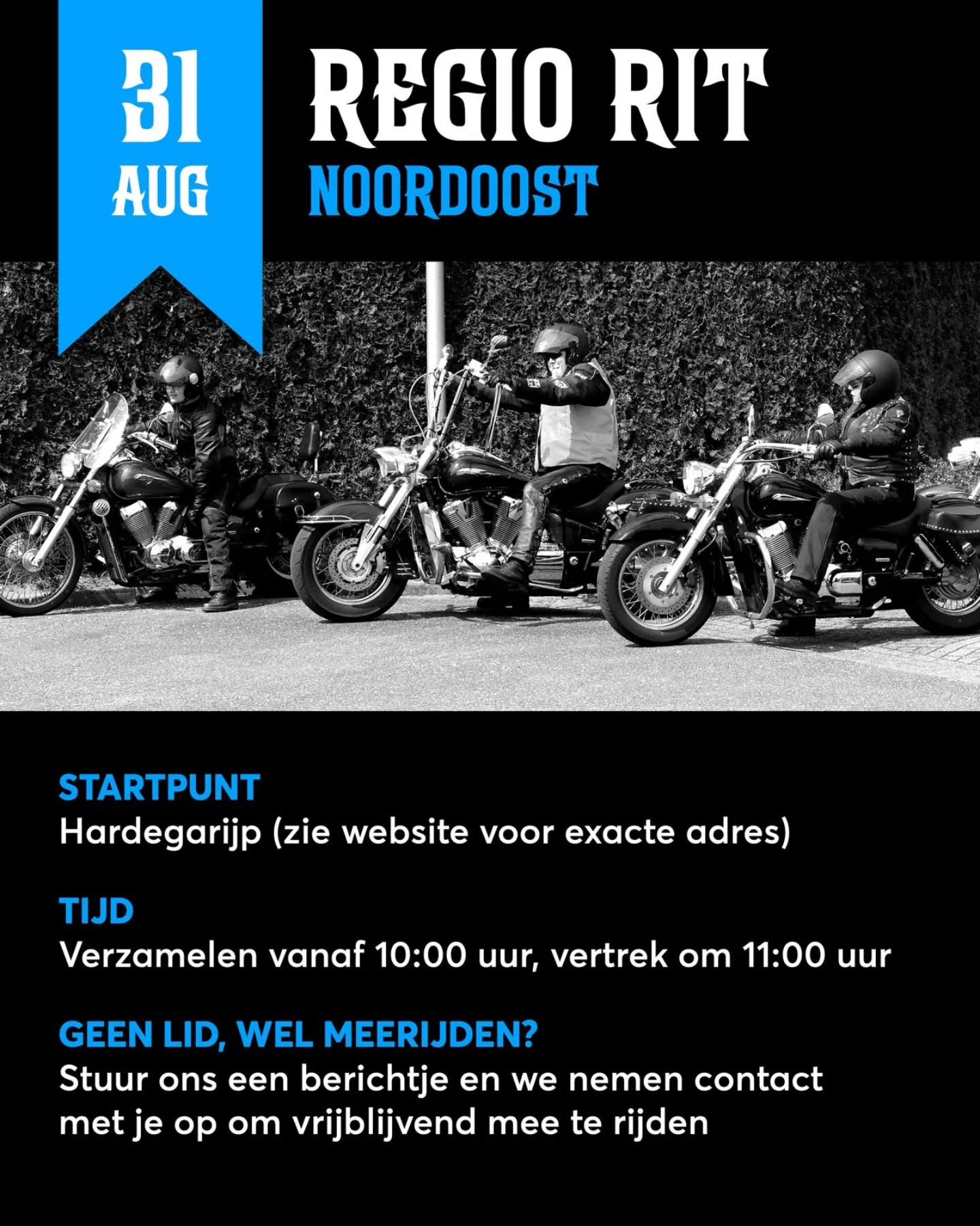 De tweede rit op 31 augustus wordt georganiseerd door regio noordoost. Er is een mooie rit uitgezet door het Friese- een Groninger landschap. Met een lunchstop in Zoutkamp en weer terugkomend in Hardegarijp beloofd dit weer een dagje genieten te worden. Kijk voor de exacte locatie van het startpunt op de Shadow Kalender (link in bio + even de rit zelf aanklikken).
Heb je een Honda VT of VTX en wil je ook een keer meerijden? Stuur ons gerust een berichtje!
#ShadowMotorclub #Motorrijden #Honda #HondaShadow #HondaVT #HondaVTX #HondaVT600 #HondaVT750 #HondaVT1100 #Chopper #Bobber #Cruiser #Toertocht #BikerLife #RideToLive #LiveToRide #RegioRit #NoordNederland #Groningen #Friesland #ShadowMC #VTwin