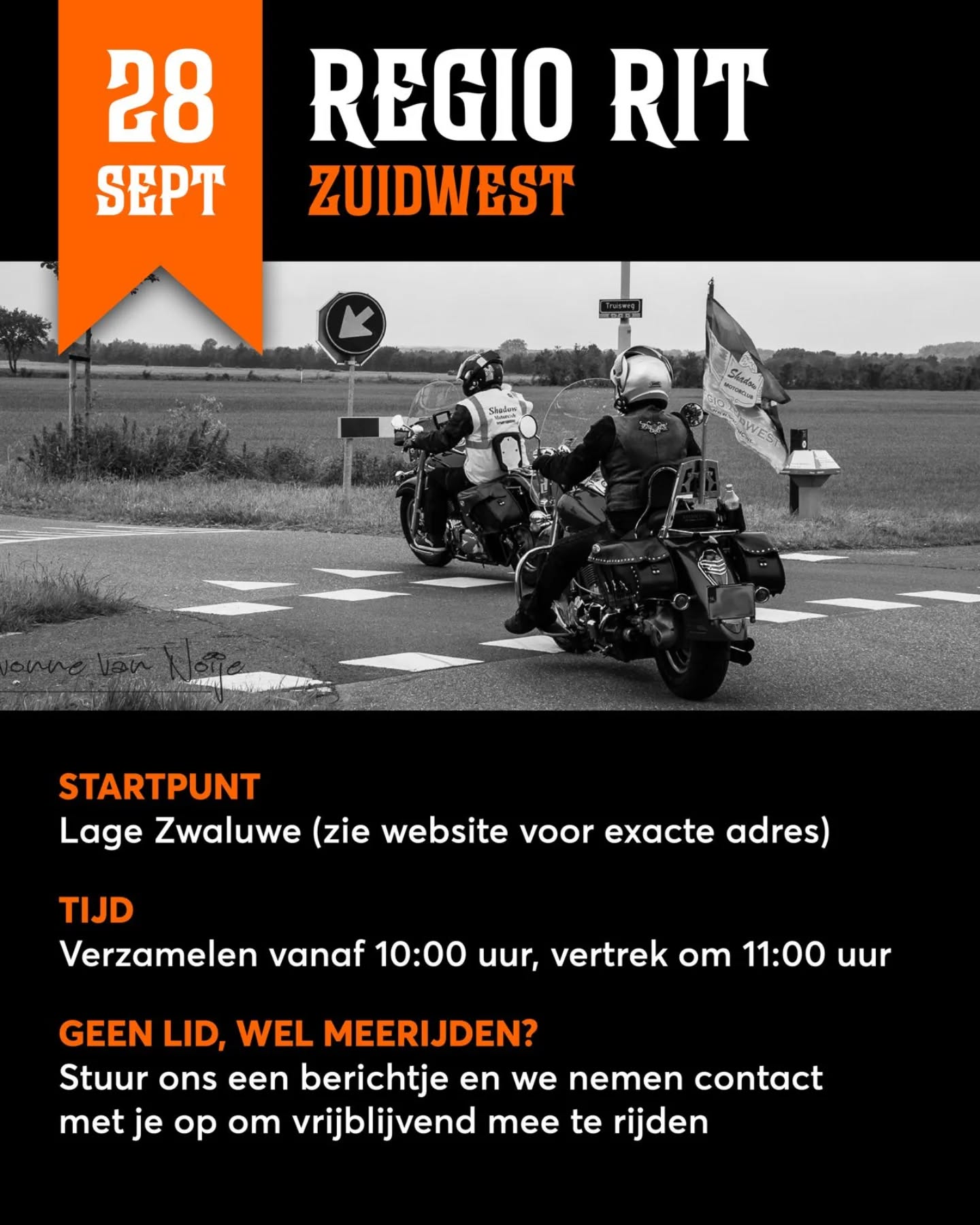 Aankomende zondag is het tijd voor de laatste regio rit van regio zuidwest. Voor de ingewijden ook wel bekend als "Tannie's Soeprit". Nog één keer samen rijden voordat het seizoen echt ten einde is. Dit mag je dus niet missen. Ook al begint het wellicht wat frisjes te worden, de warme soep staat klaar bij de lunch!
Kijk voor de exacte locatie van het startpunt op de Shadow Kalender (link in bio + even de rit zelf aanklikken).
Heb je een Honda VT of VTX en wil je ook een keer meerijden? Stuur ons gerust een berichtje!
#ShadowMotorclub #Motorrijden #Honda #HondaShadow #HondaVT #HondaVTX #HondaVT600 #HondaVT750 #HondaVT1100 #Chopper #Bobber #Cruiser #Toertocht #BikerLife #RideToLive #LiveToRide #RegioRit #ZuidWestNederland #ZuidHolland #Brabant #Zeeland #RideOut #SoepRit #ShadowMC #VTwin