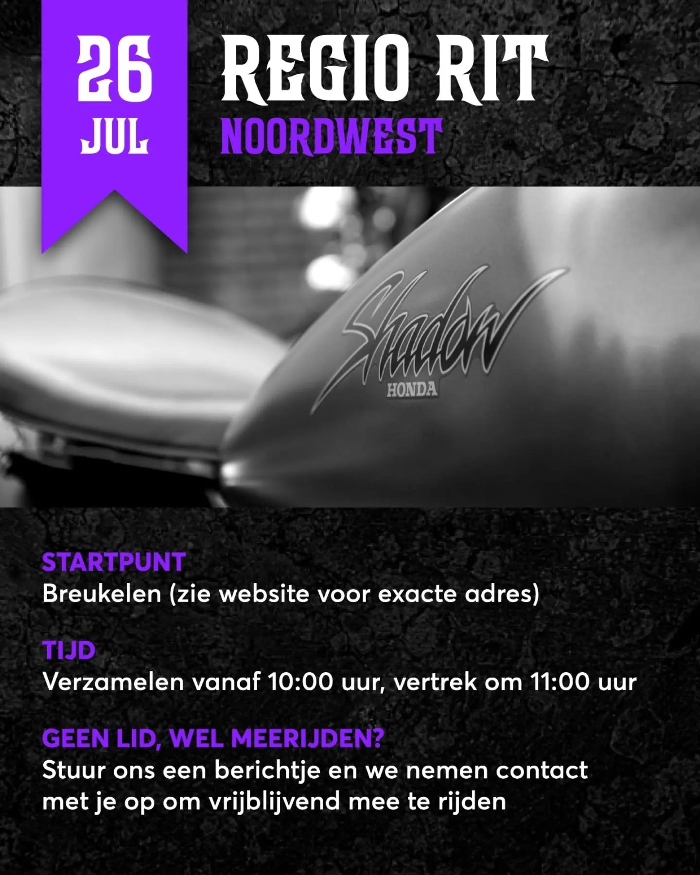 Dit weekend staat er een regio rit op de planning bij regio Noordwest. En het mooie is, deze is centraal gelegen in het land. Het wordt een mooie tocht door het groene hart en het gooi mét een Amerikaans tintje... Dus get on your bike en rijd mee!

Kijk voor de exacte locatie van het startpunt op de Shadow Kalender (link in bio + even de rit zelf aanklikken)

Heb je een Honda VT of VTX ben je (nog) geen lid en wil je ook een keer meerijden? Stuur ons gerust een berichtje! 

#ShadowMotorclub #HondaShadow #HondaVT #HondaVTX #MotorrijdenGooienVechtstreek
